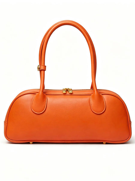 Genuine Leather East-West Bag: Taupe