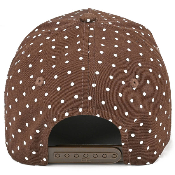C.C Polka Dot Pattern All Over Trucker Hat: Brown/White