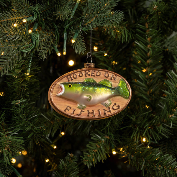 Ornament - Hooked on Fishing Glass