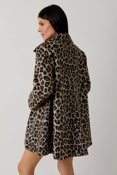 Animal Print Boucle Jacket - Taupe & Black Animal Print