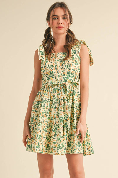 Tiered Mini Dress: Yellow