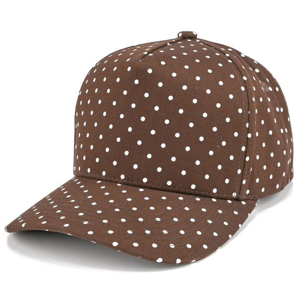 C.C Polka Dot Pattern All Over Trucker Hat: Brown/White