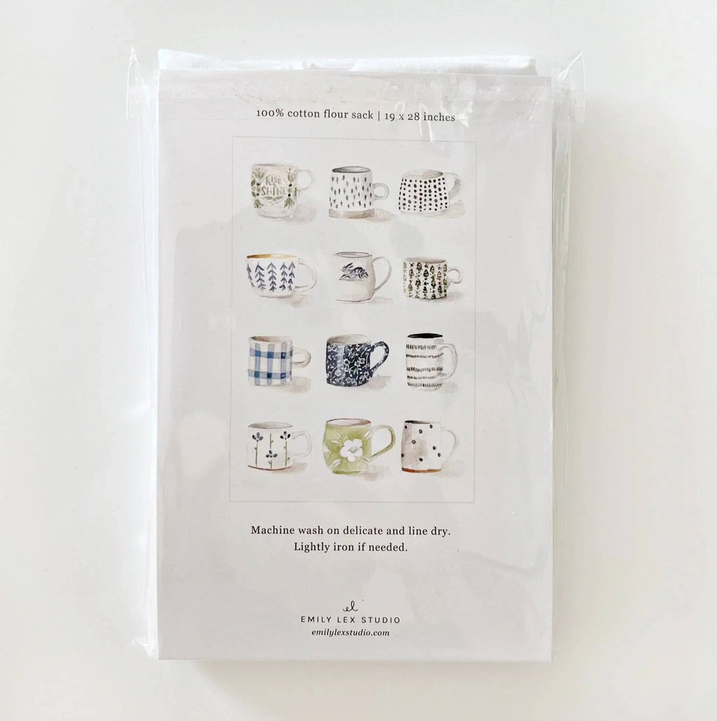 Mugs cotton flour sack tea towel