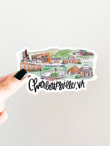 Charlottesville, Virginia Skyline Sticker - Large 5inx3in