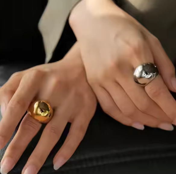Max Dome Ring- Stainless Steel Waterproof 14K: Silver / 7