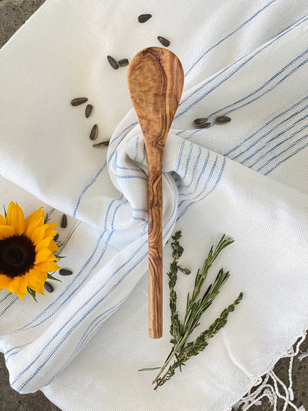 Olive Wood Cooking Spoon Round Handle 10.5"
