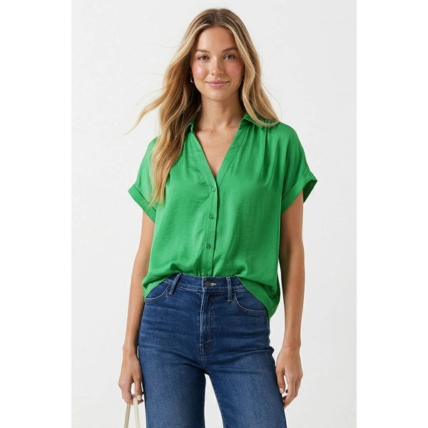 Short Sleeve Blouse: Navy / M