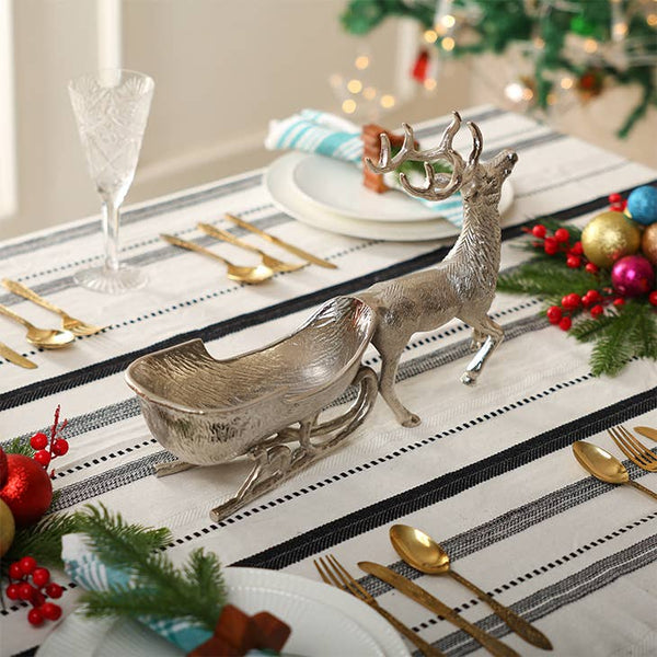 Silver Reindeer Sleigh Bowl