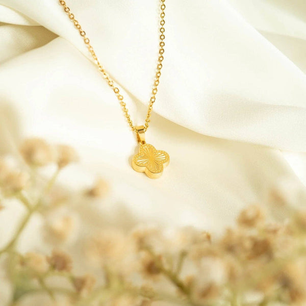 18K Gold PVD Stainless Steel Lucky Clover Charm Sunburst / PDL0270: Sunburst