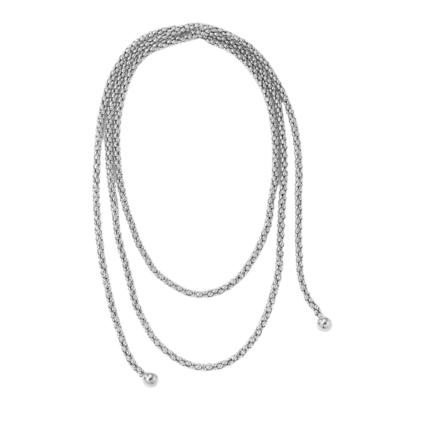 Lariat Rope Tassel Wrap Necklace - Silver