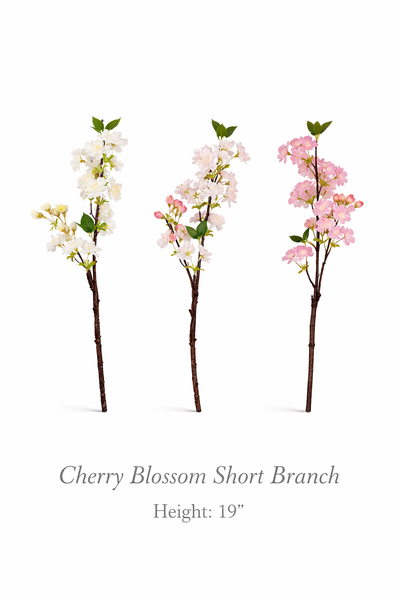 19 or 37”-Designer's Pick-Artificial Cherry Blossom Branch : Light Pink / Long-37"