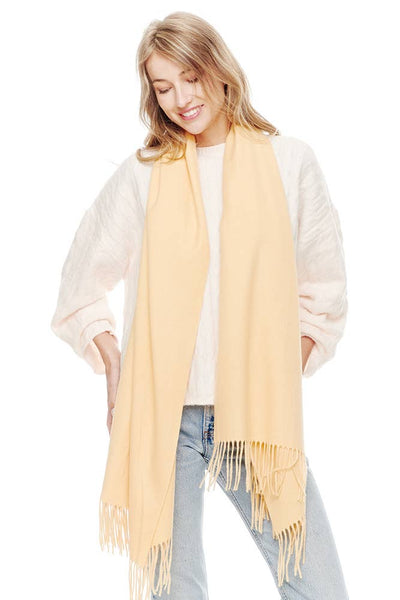 Soft Cashmere Solid Color Fringes Scarf: Heather Taupe