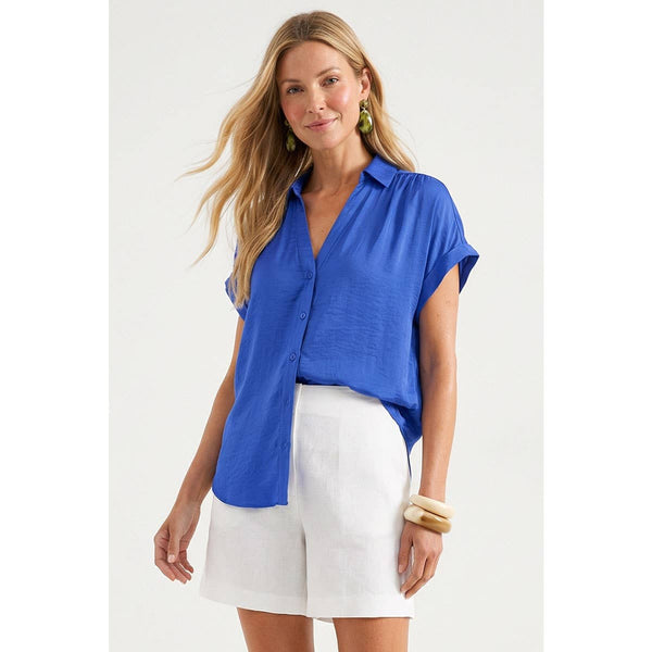 Short Sleeve Blouse: Wine / S