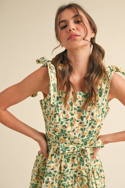 Tiered Mini Dress: Yellow