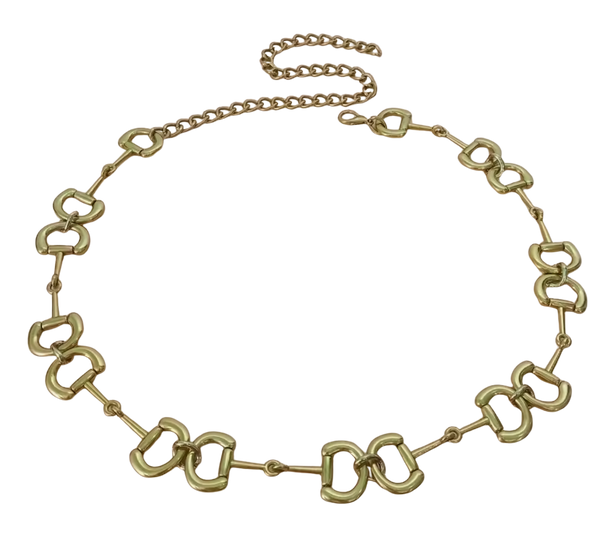 Equestrian Snaffle Bit Chain Belt- Vintage Gold- Waterproof