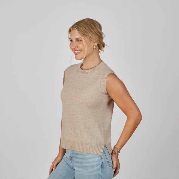Cashmere Vest Sweater in Camel: XS