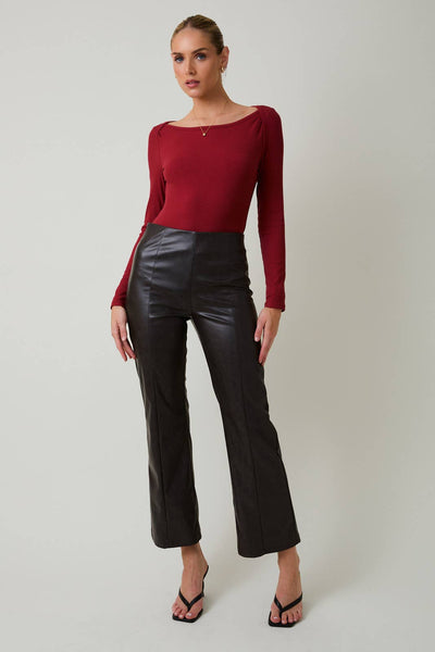Faded Faux Leather Pants: Charcoal