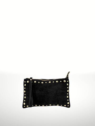 Suede Leather Handbag: Black
