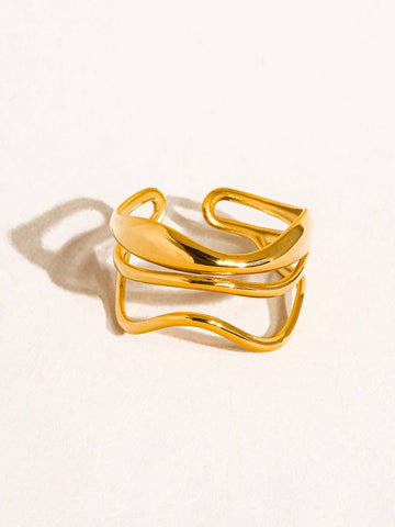 Layered Abstract Ring - gold, non-tarnish, adjustable