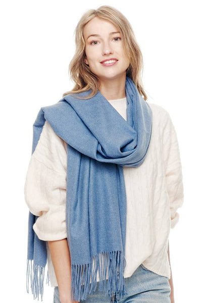 Soft Cashmere Solid Color Fringes Scarf: Green