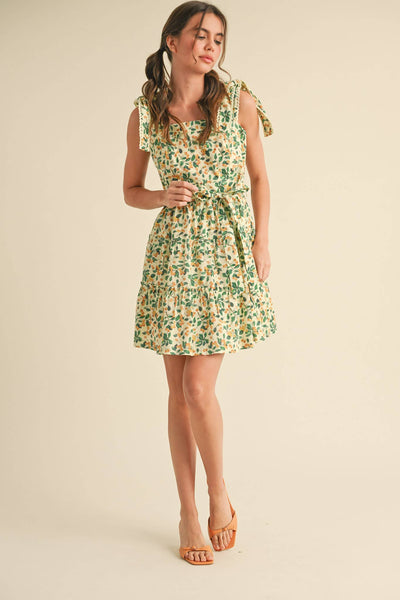 Tiered Mini Dress: Yellow