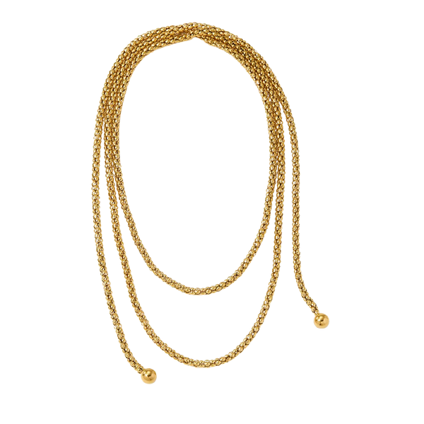 Lariat Rope Tassel Wrap Necklace - Gold