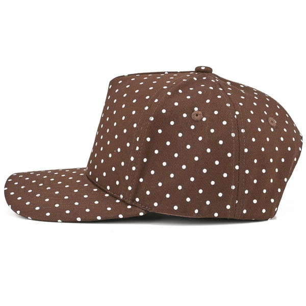 C.C Polka Dot Pattern All Over Trucker Hat: Brown/White
