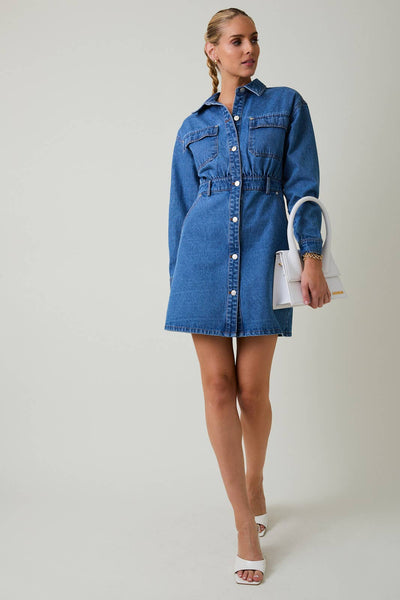 Long Sleeve Rivet Detail Mini Dress