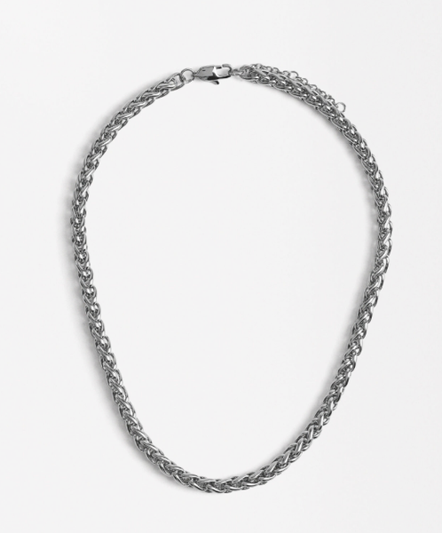 Rope Spiga Necklace Stainless Steel  14K Gold. Waterproof: Silver