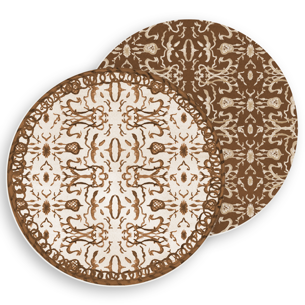 Raw Umber & Parchment Chinoiserie Vinyl Placemat