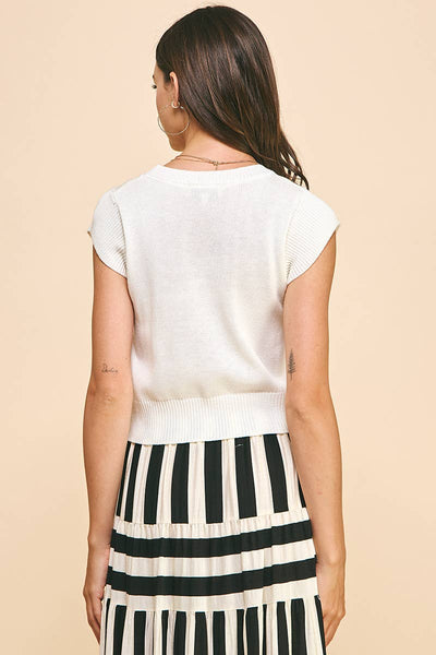 Cap Sleeve Knit Top - Pure White