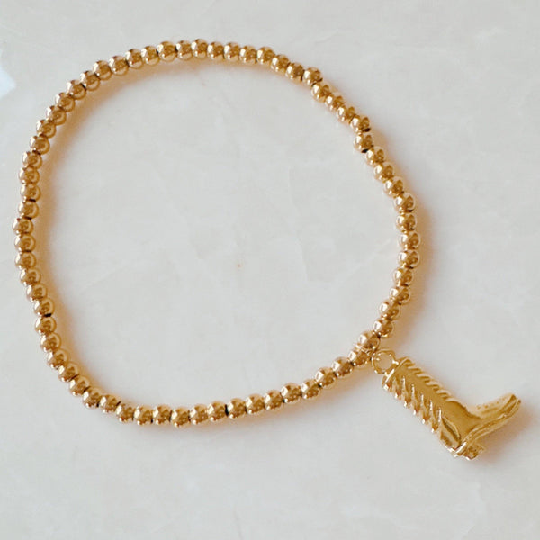 Golden Ball Single Charm Stretch Bracelet: Simply Cross
