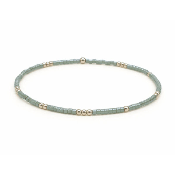 2mm Newport EVERGREEN + Gold Filled Waterproof Bracelet: 7"