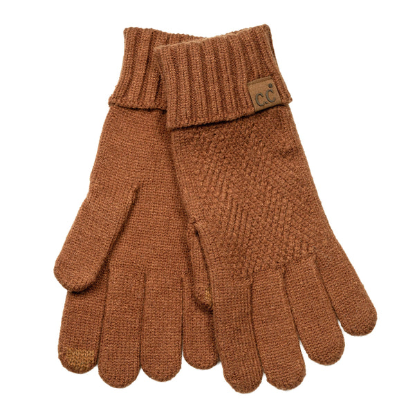 C.C Diagonal Pattern Striped Winter Gloves: Light Gray
