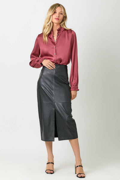 Ruffled Collar Blouse: Merlot