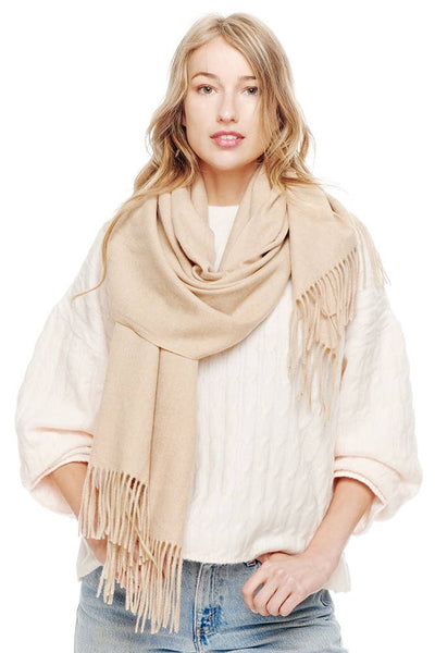 Soft Cashmere Solid Color Fringes Scarf: Green