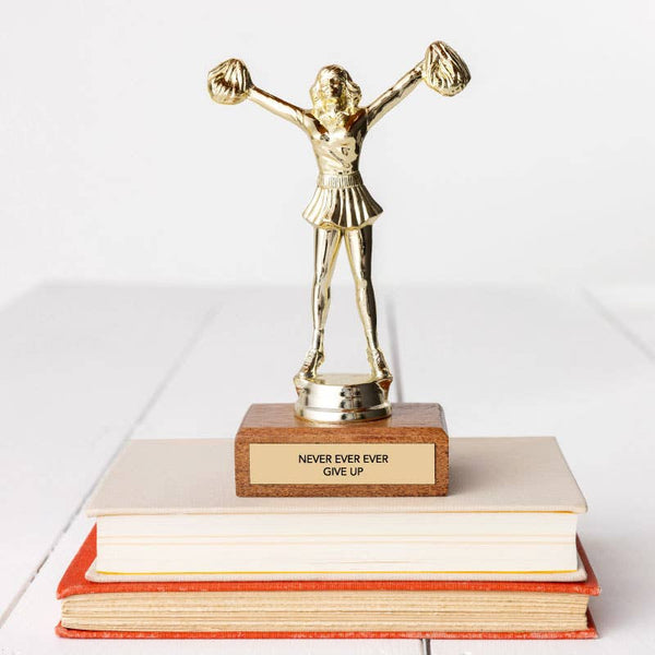 "NEVER EVER EVER GIVE UP" trophy