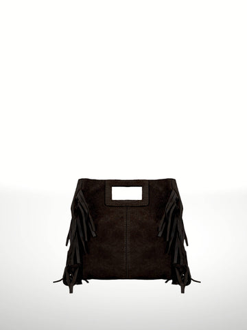 Suede Leather Tassel Handbag: Coffee