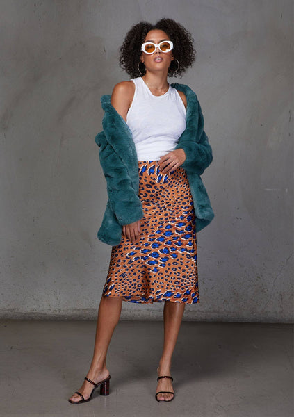 Retro Super Soft Faux Fur Coat: Vintage Pine / M