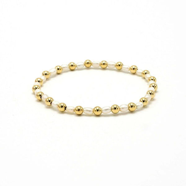4mm Montauk 14k Gold and Pearl Waterproof Bracelet: 7.0