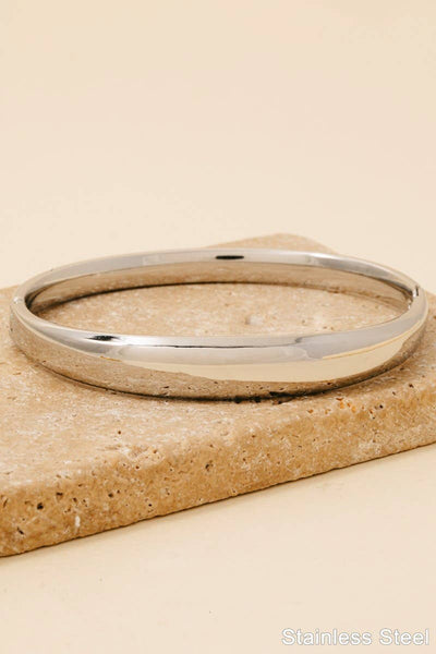 Rounded Hinge Bangle Bracelet - Silver