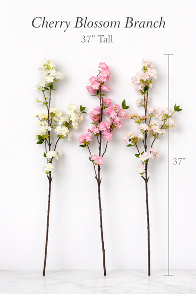 19 or 37”-Designer's Pick-Artificial Cherry Blossom Branch : Light Pink / Long-37"