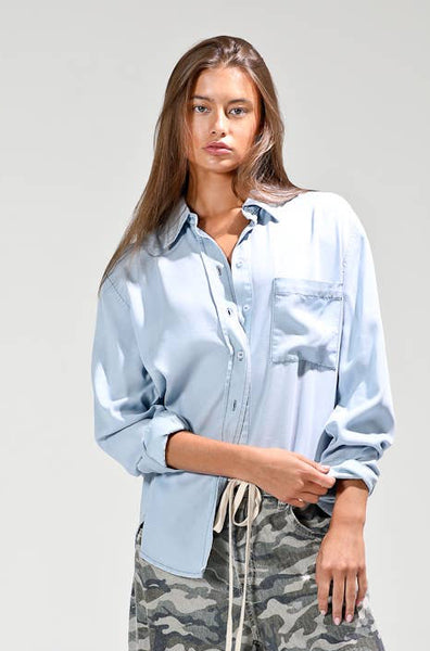 Button Down Lyocell Shirt - Light Denim