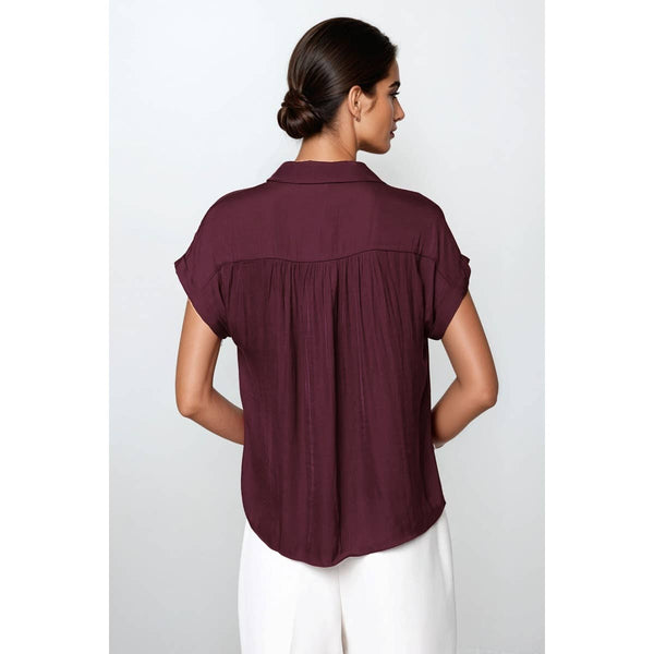 Short Sleeve Blouse: Wine / S