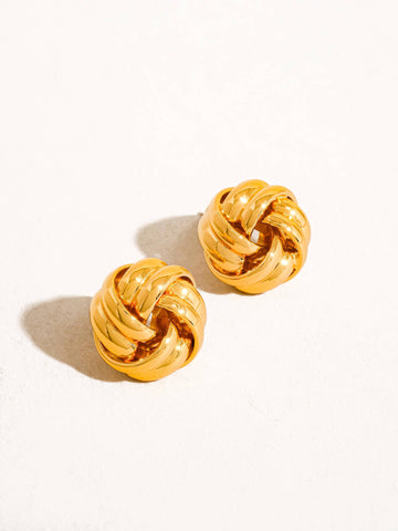 Basket Weaved Classic Studs - gold, non-tarnish