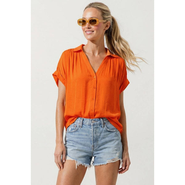 Short Sleeve Blouse: Wine / S