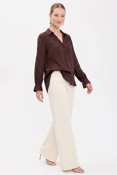 Neck Shirt With Open Seam Sleeve: Mauve / S