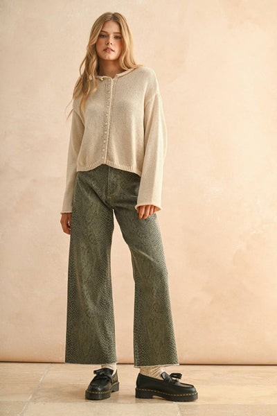 Light Weight Button Front Cardigan - Cream