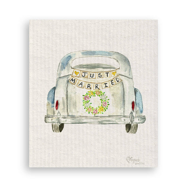 Just Married Car Tea Towel
