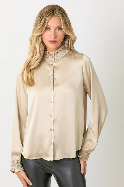 Ruffled Collar Blouse: Sand